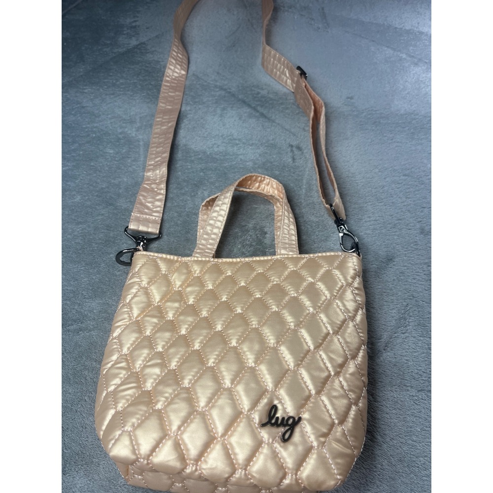 Lug Tip Toe Quilted Crossbody Bag Champagne Gold RFID Protected Mini Tote